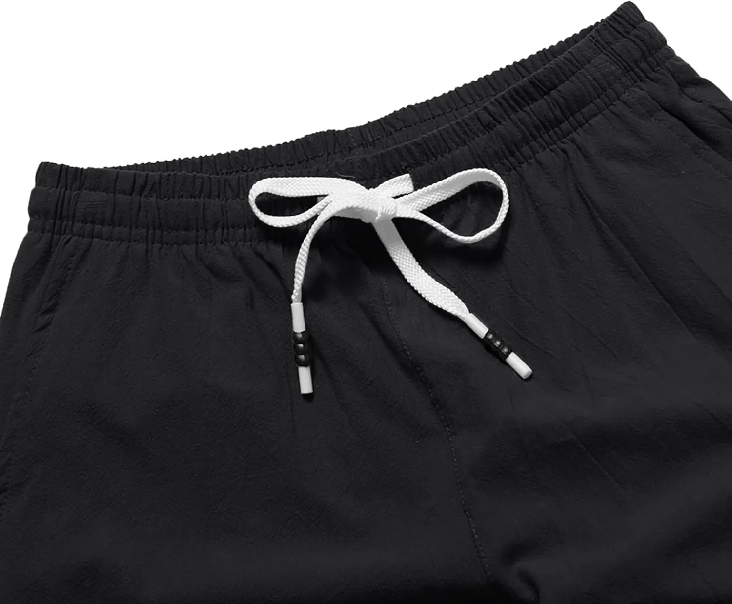 Men's Linen Summer Shorts Elastic Waist Drawstring Summer Beach Shorts