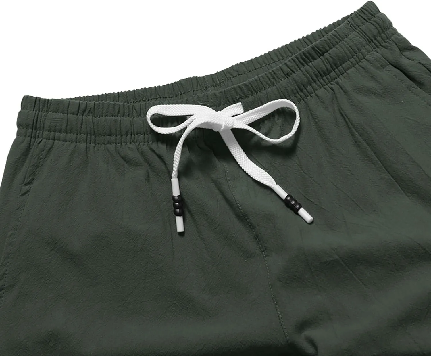 Men's Linen Summer Shorts Elastic Waist Drawstring Summer Beach Shorts