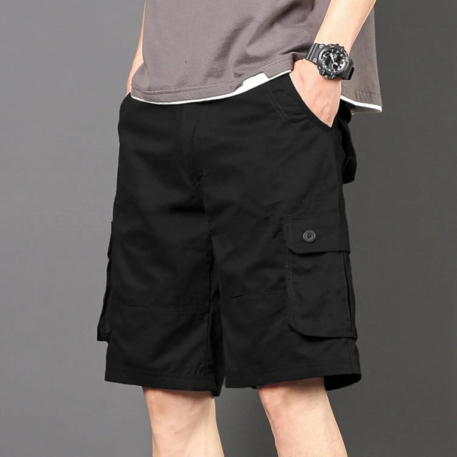 Men's Multiple Pockets Shorts Casual Cargo Shorts Drawstring Shorts Elastic Waist Shorts Plus Size Tactical Shorts
