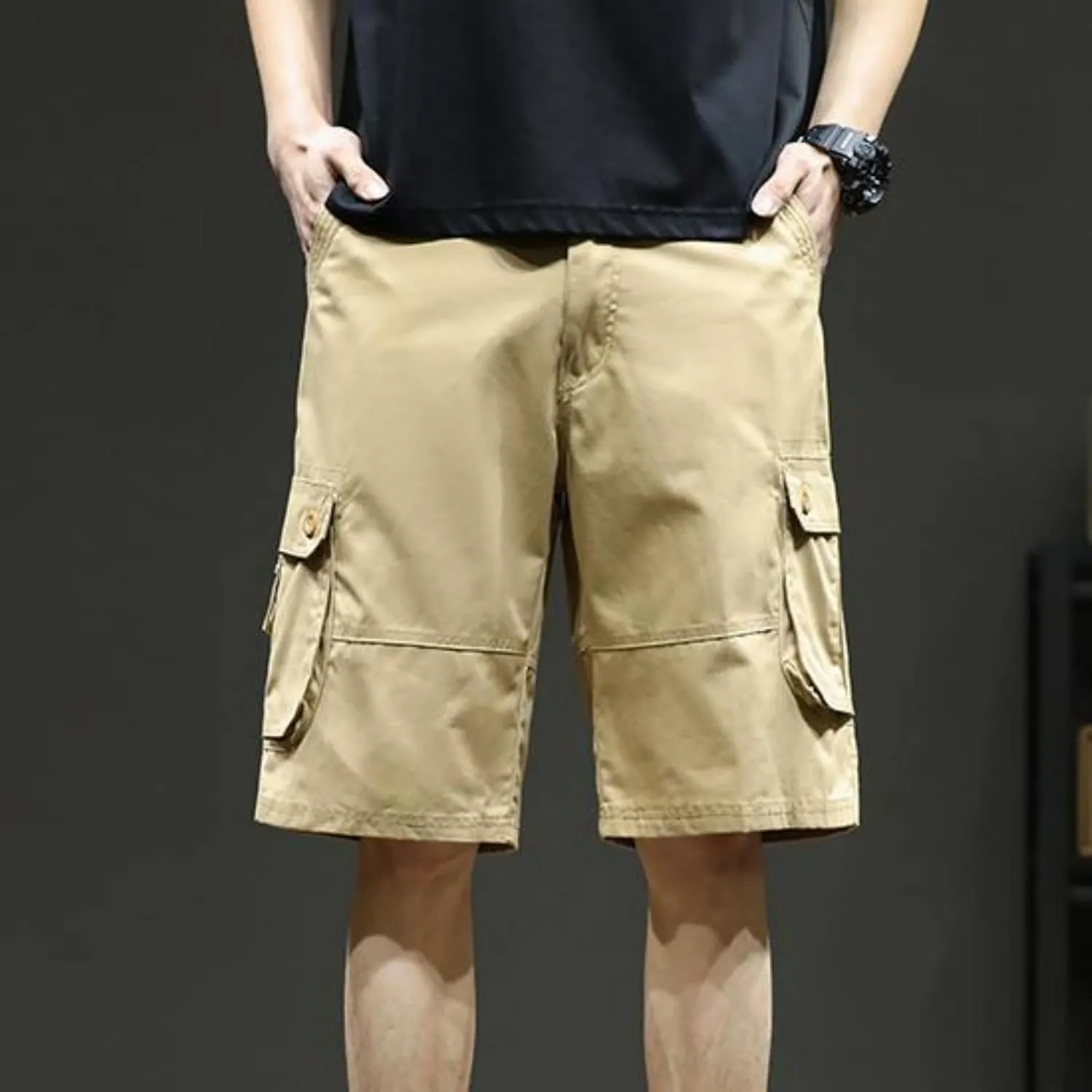 Men's Multiple Pockets Shorts Casual Cargo Shorts Drawstring Shorts Elastic Waist Shorts Plus Size Tactical Shorts