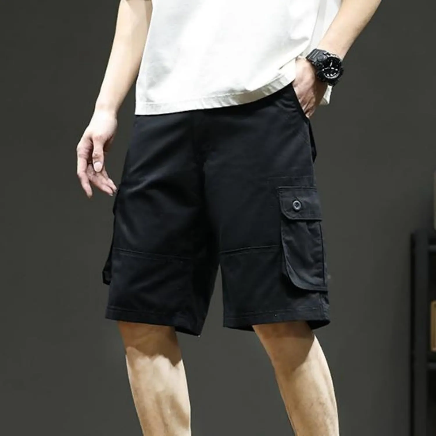 Men's Multiple Pockets Shorts Casual Cargo Shorts Drawstring Shorts Elastic Waist Shorts Plus Size Tactical Shorts