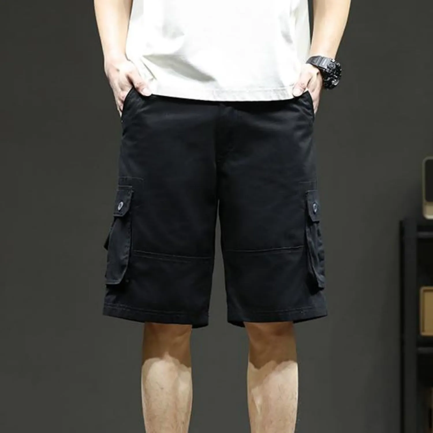 Men's Multiple Pockets Shorts Casual Cargo Shorts Drawstring Shorts Elastic Waist Shorts Plus Size Tactical Shorts
