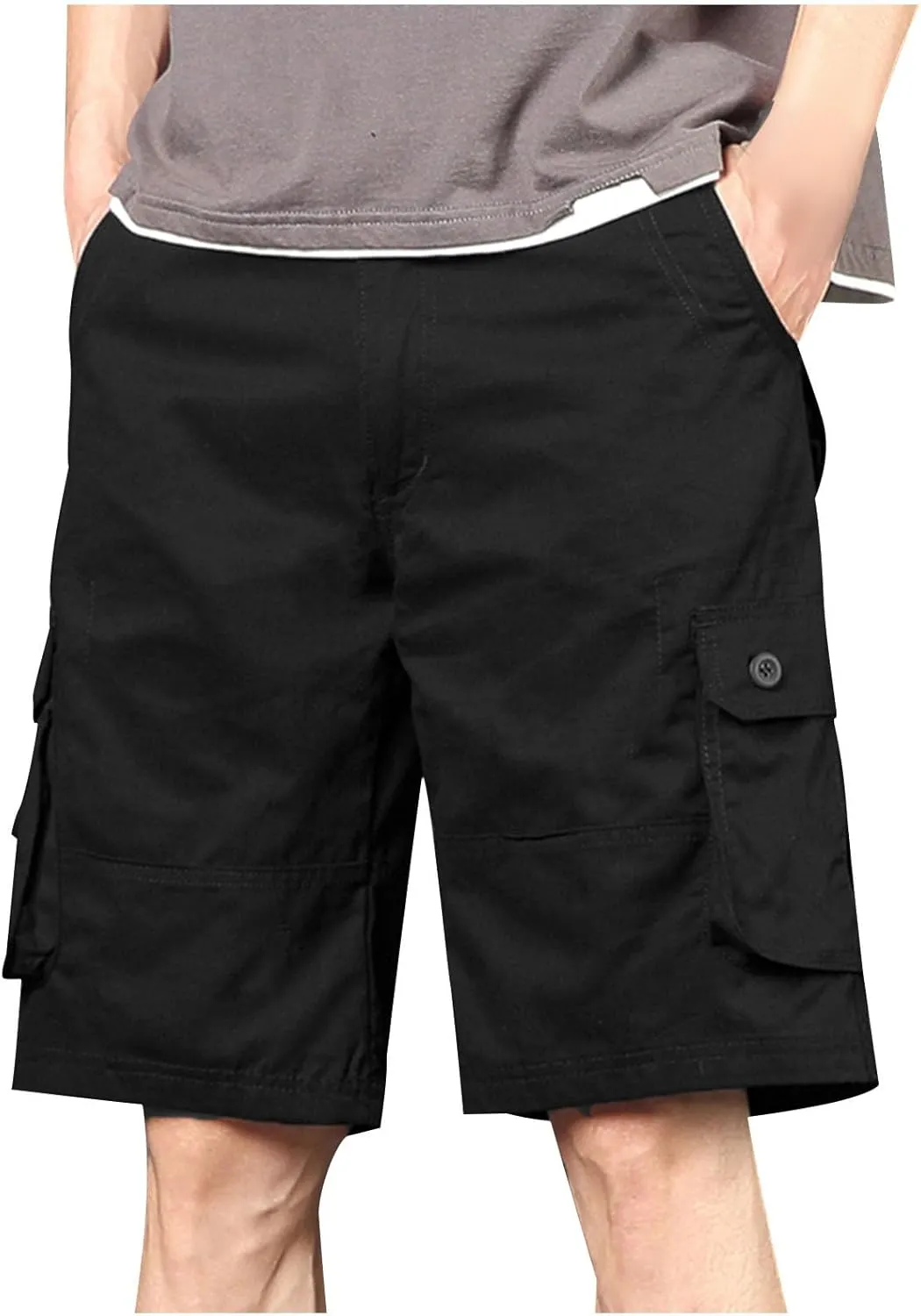 Men's Multiple Pockets Shorts Casual Cargo Shorts Drawstring Shorts Elastic Waist Shorts Plus Size Tactical Shorts