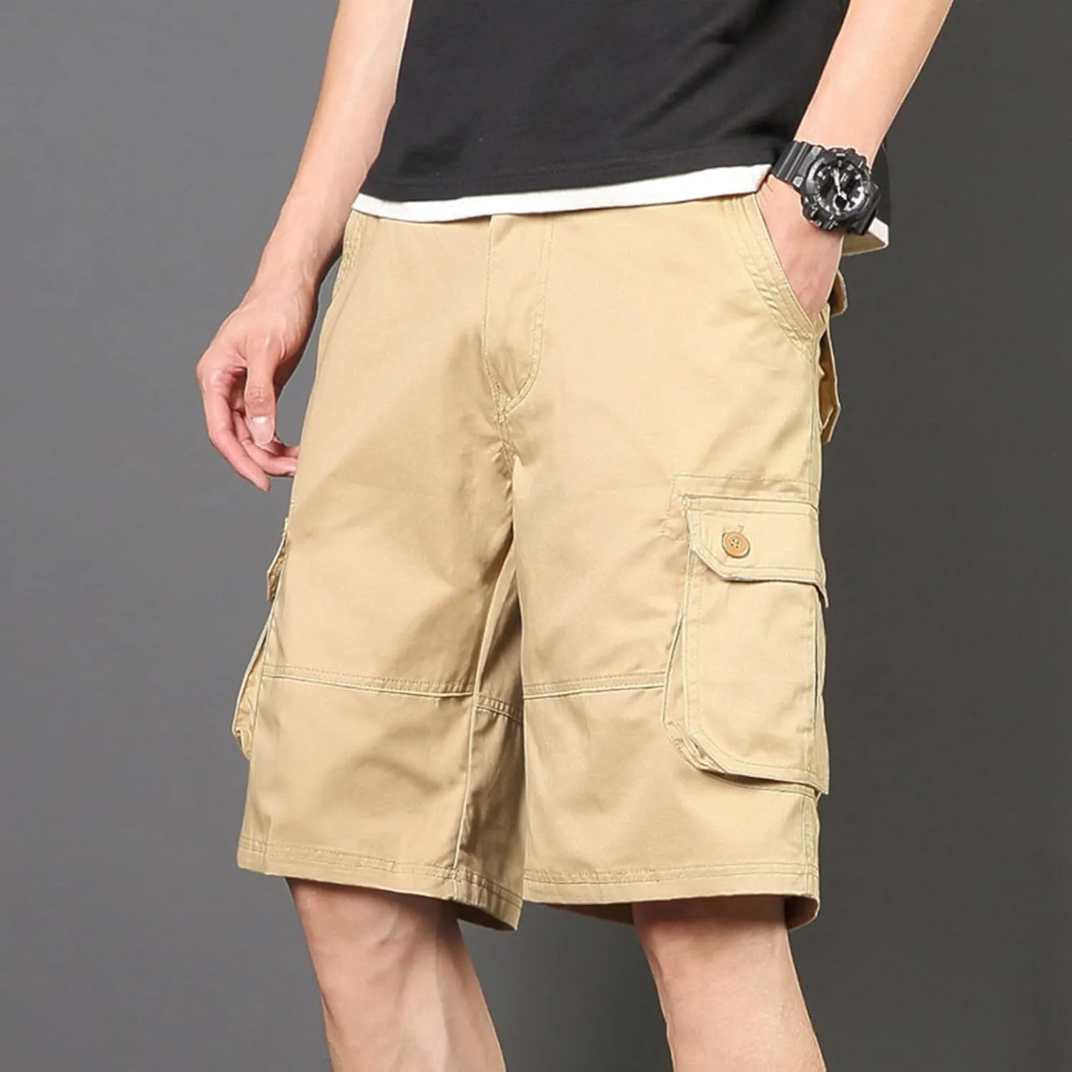 Men's Multiple Pockets Shorts Casual Cargo Shorts Drawstring Shorts Elastic Waist Shorts Plus Size Tactical Shorts