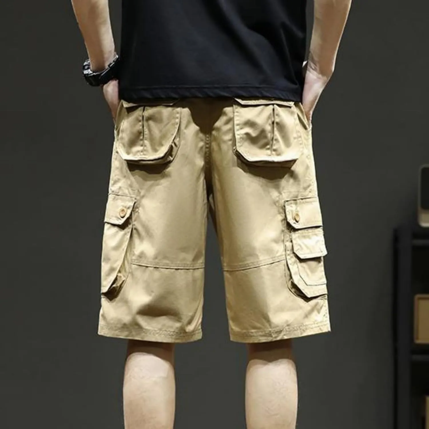 Men's Multiple Pockets Shorts Casual Cargo Shorts Drawstring Shorts Elastic Waist Shorts Plus Size Tactical Shorts