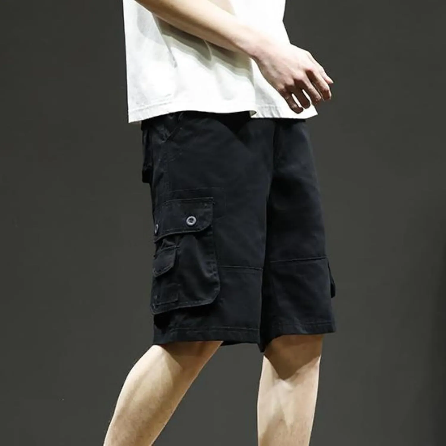 Men's Multiple Pockets Shorts Casual Cargo Shorts Drawstring Shorts Elastic Waist Shorts Plus Size Tactical Shorts