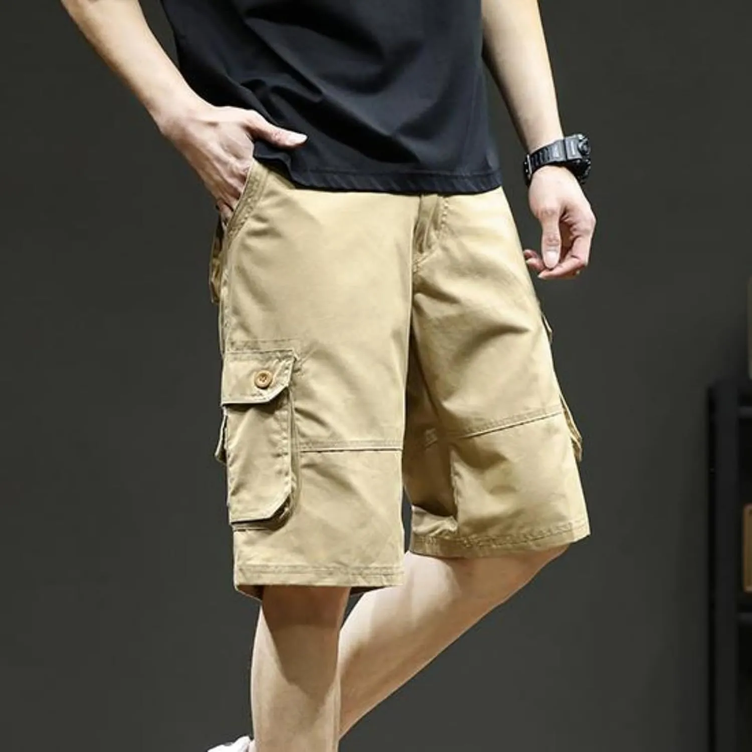 Men's Multiple Pockets Shorts Casual Cargo Shorts Drawstring Shorts Elastic Waist Shorts Plus Size Tactical Shorts