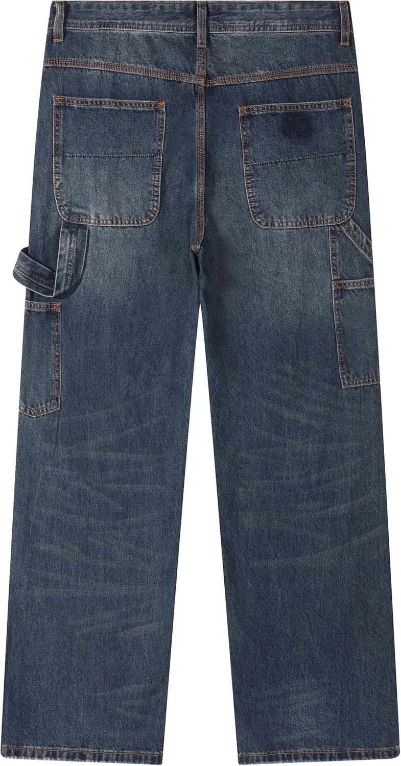 Men's Non-Stretch Relaxed Fit Wide-Leg Baggy Jeans Pants