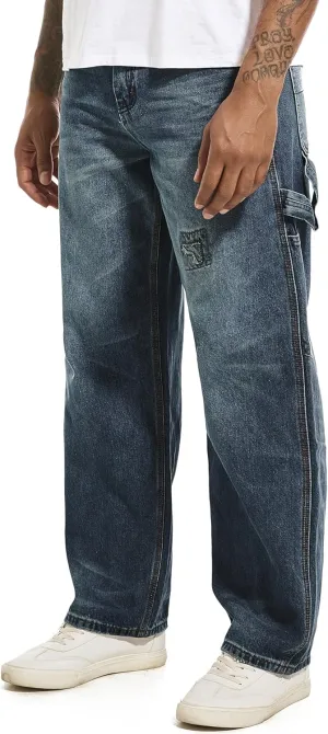 Men's Non-Stretch Relaxed Fit Wide-Leg Baggy Jeans Pants