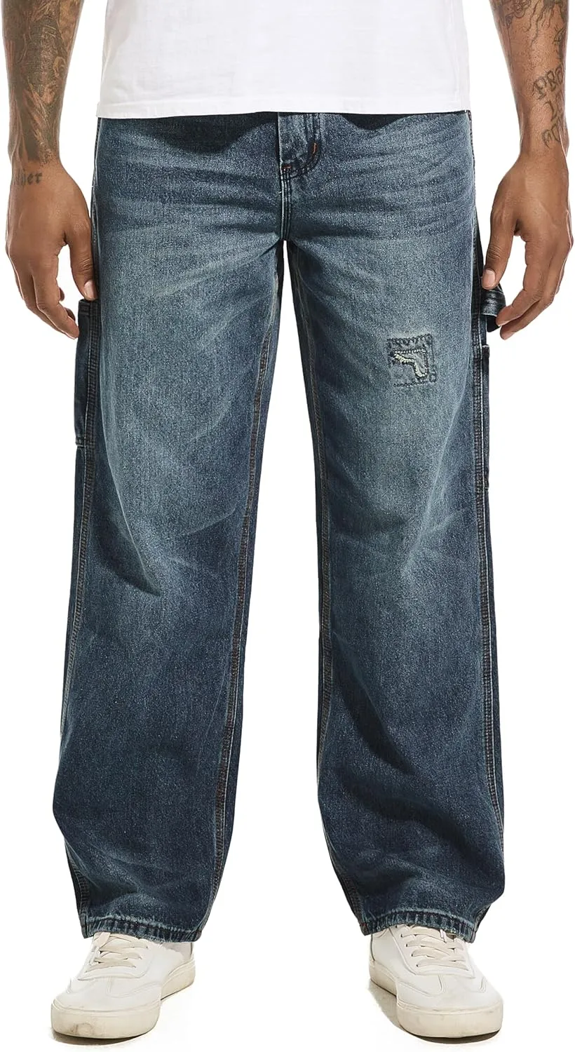 Men's Non-Stretch Relaxed Fit Wide-Leg Baggy Jeans Pants