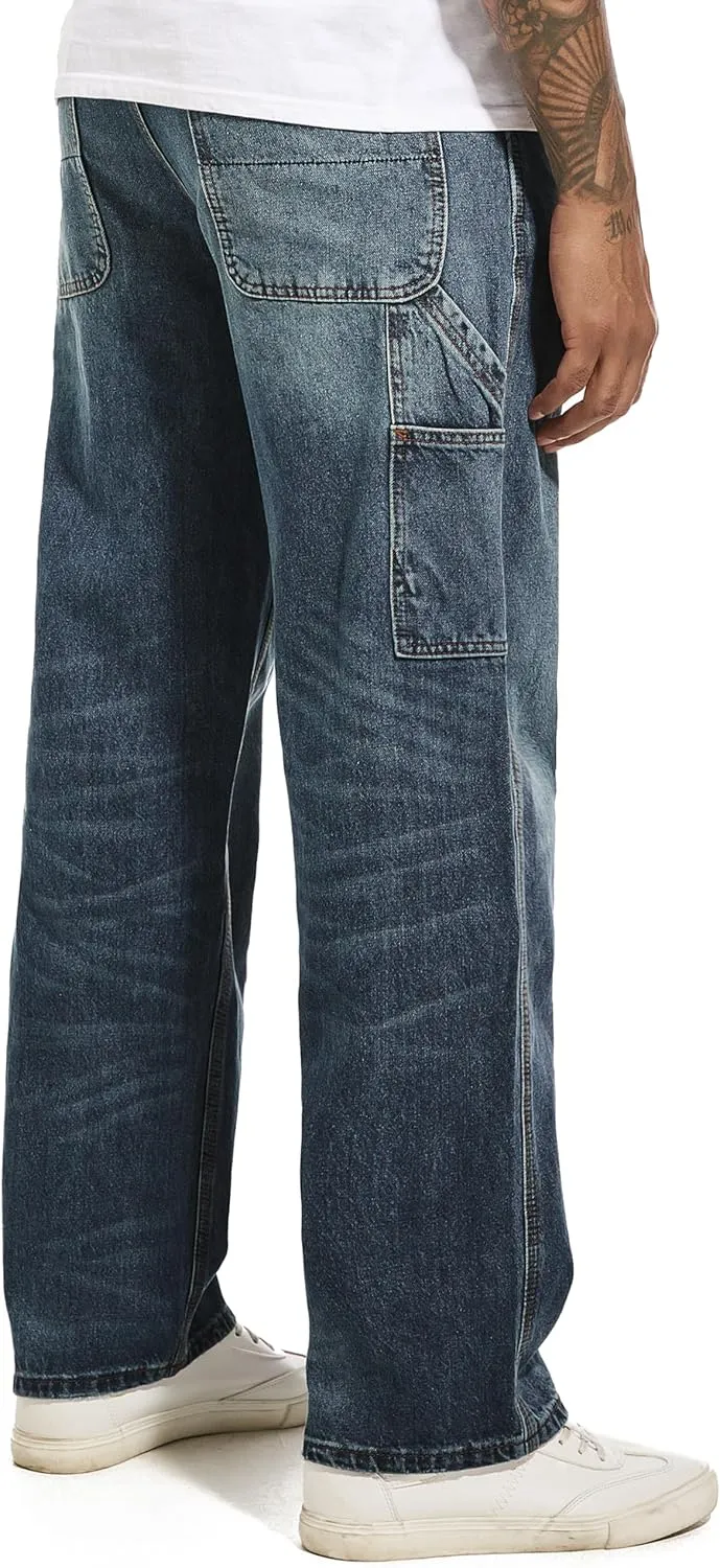 Men's Non-Stretch Relaxed Fit Wide-Leg Baggy Jeans Pants