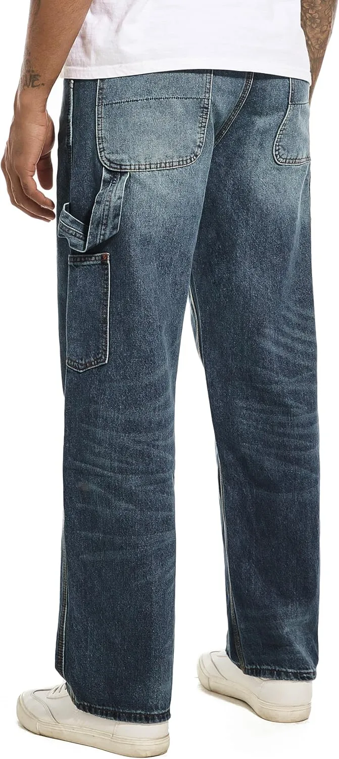 Men's Non-Stretch Relaxed Fit Wide-Leg Baggy Jeans Pants