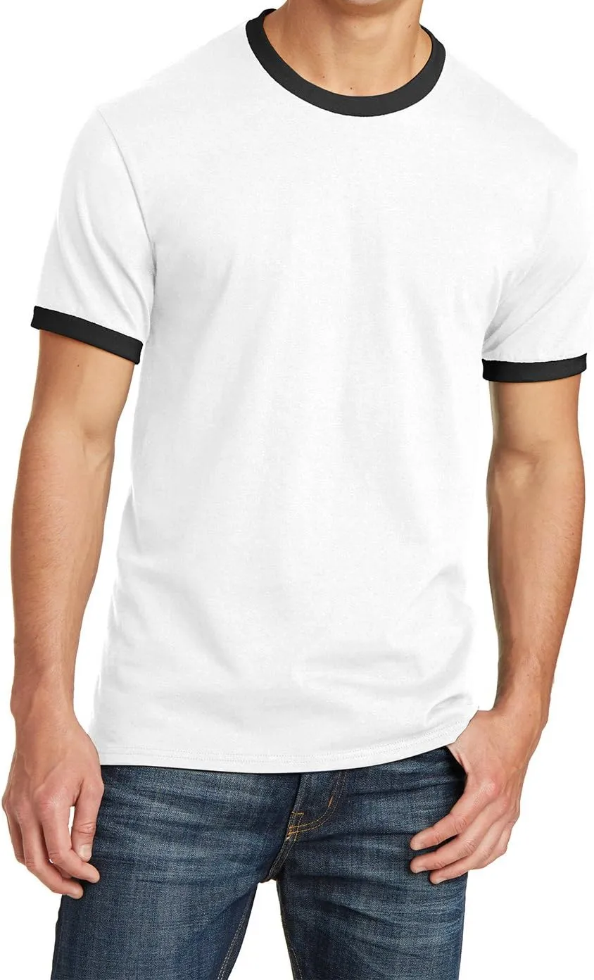 Men's Short Sleeve Core Cotton Soft Classic Ringer Tee