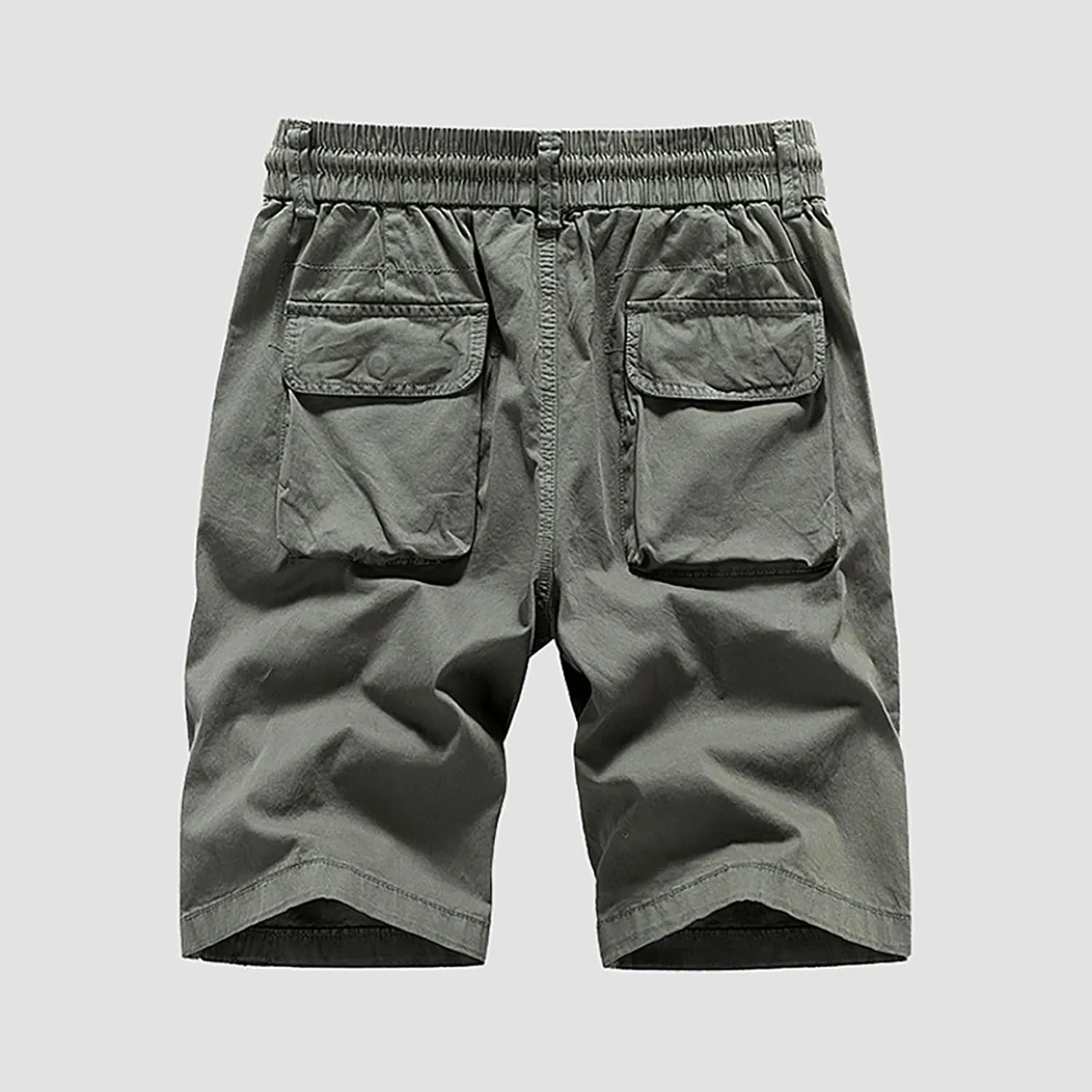 Mens Shorts Cargo Elastic Waist Classic Shorts Lightweight Quick Dry Multi Pockets Elastic Waist Relaxed Hiking Pants