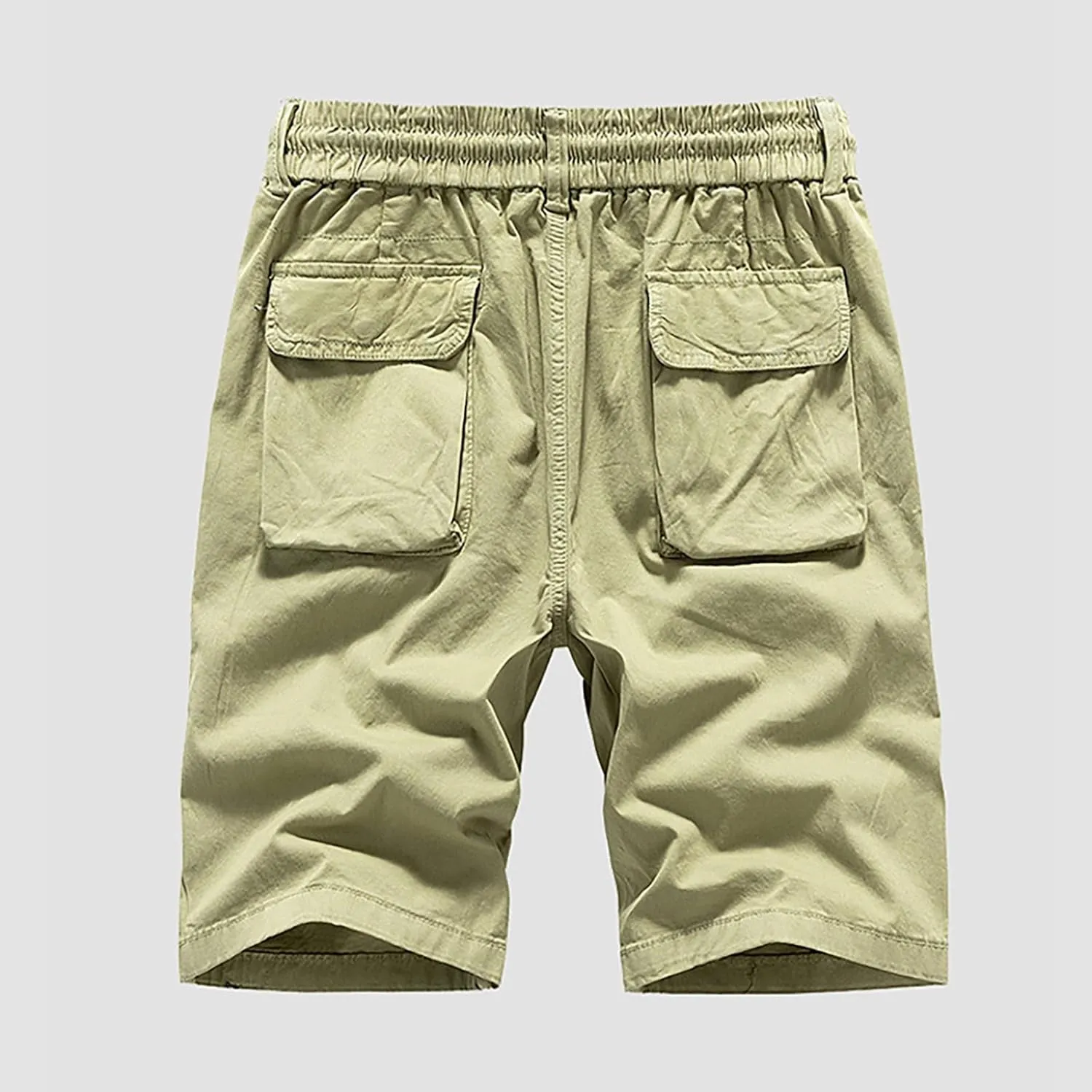 Mens Shorts Cargo Elastic Waist Classic Shorts Lightweight Quick Dry Multi Pockets Elastic Waist Relaxed Hiking Pants