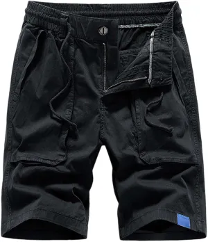 Mens Shorts Cargo Elastic Waist Classic Shorts Lightweight Quick Dry Multi Pockets Elastic Waist Relaxed Hiking Pants