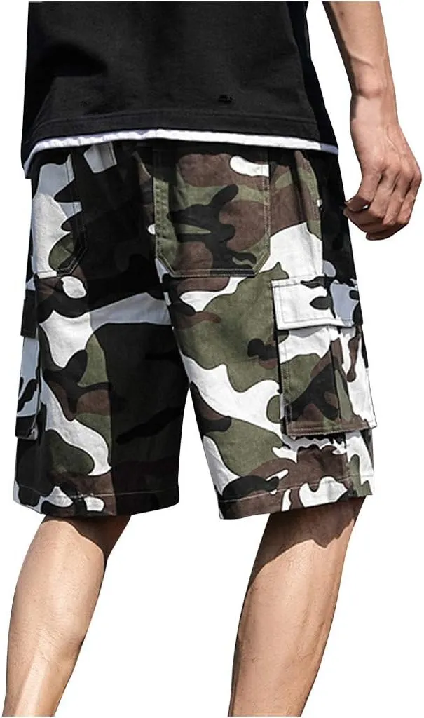 Mens Shorts Cargo Relaxed Fit, Mens Comfort Stretch Hiking Shorts Loose Summer Beach Stretch Twill Chino Golf Shorts