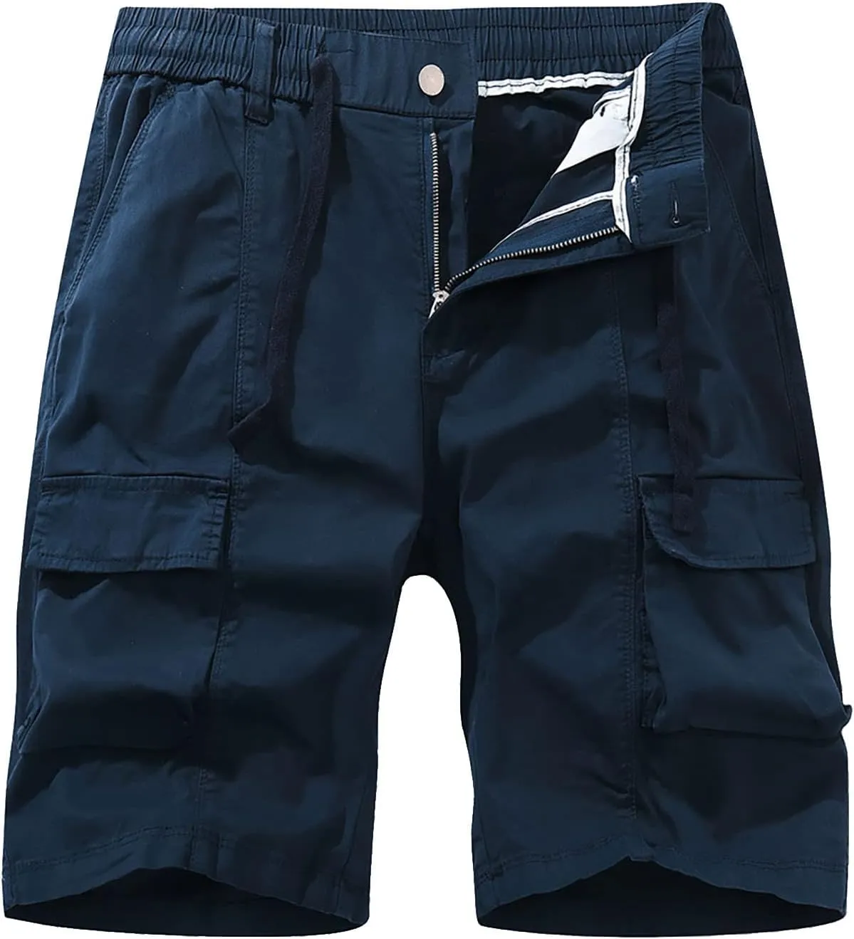 Mens Shorts Cargo Stretch Waist Casual Twill Cargo Shorts Cotton Drawstring Classic Stretch Hiking Tactical Shorts