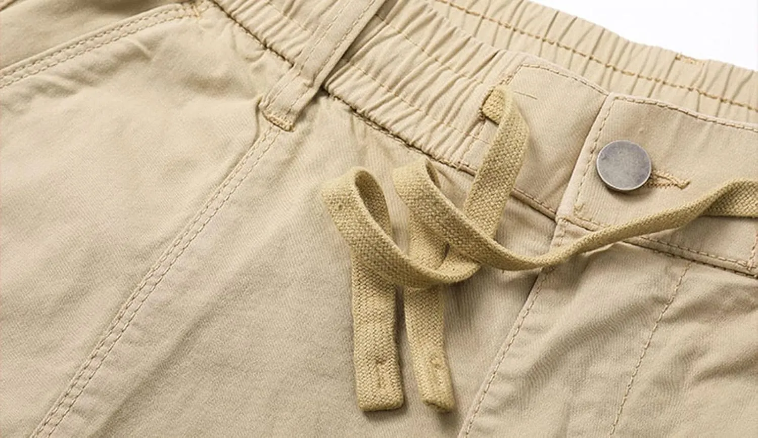 Mens Shorts Cargo Stretch Waist Casual Twill Cargo Shorts Cotton Drawstring Classic Stretch Hiking Tactical Shorts
