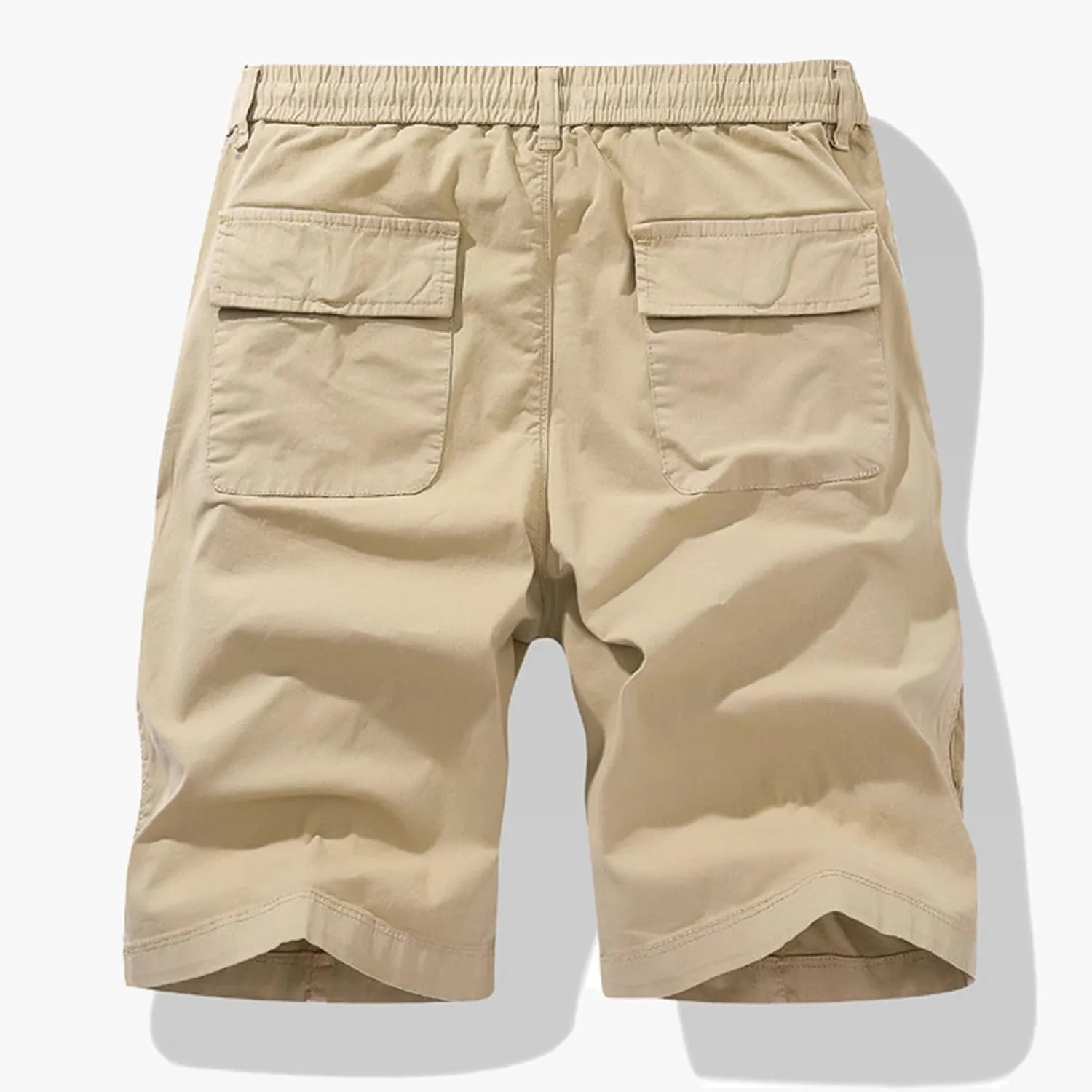 Mens Shorts Cargo Stretch Waist Casual Twill Cargo Shorts Cotton Drawstring Classic Stretch Hiking Tactical Shorts