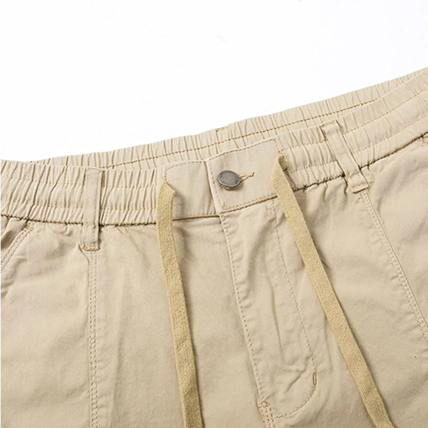 Mens Shorts Cargo Stretch Waist Casual Twill Cargo Shorts Cotton Drawstring Classic Stretch Hiking Tactical Shorts