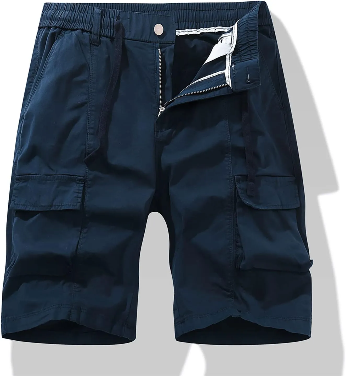Mens Shorts Cargo Stretch Waist Casual Twill Cargo Shorts Cotton Drawstring Classic Stretch Hiking Tactical Shorts