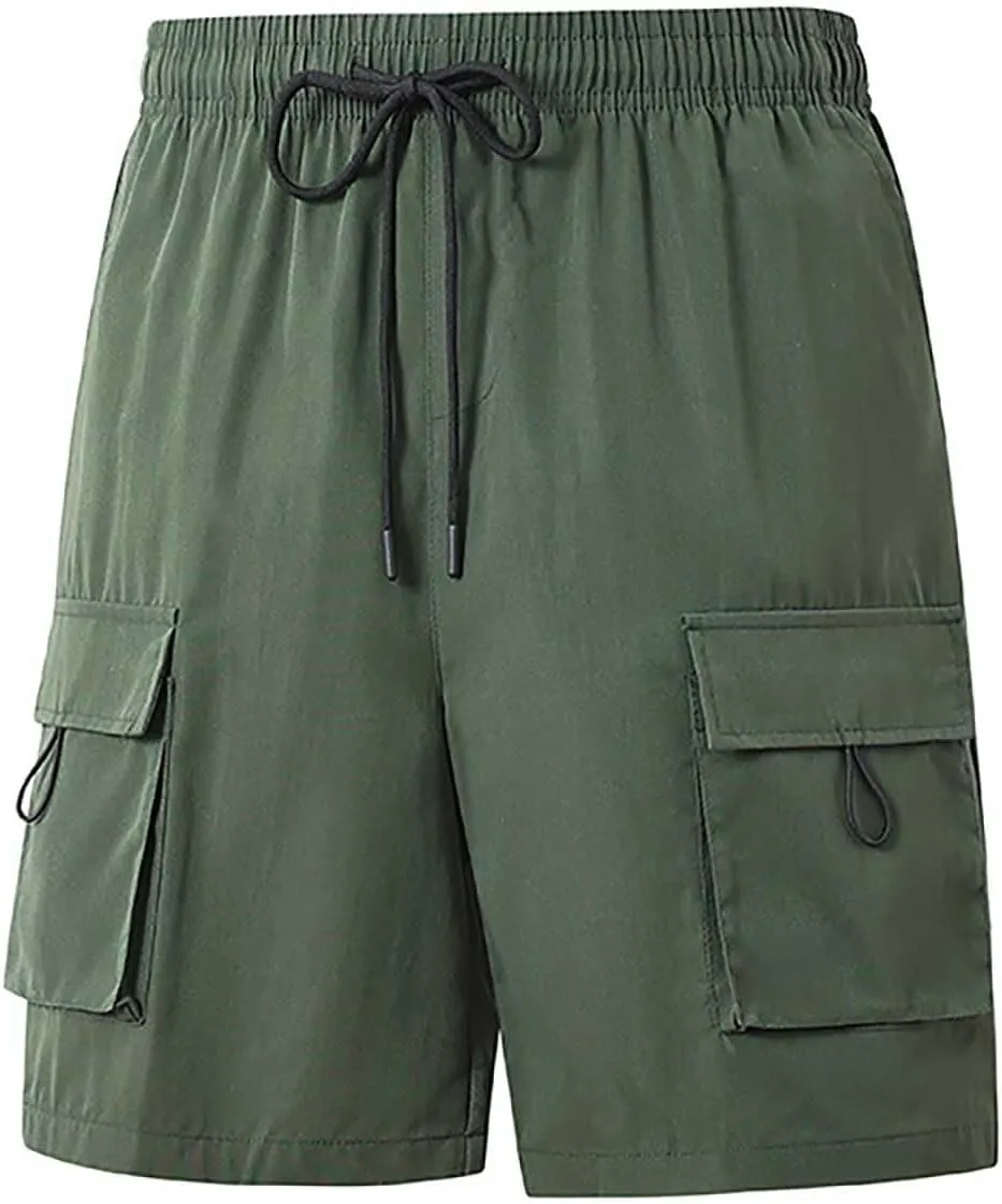 Mens Shorts Cargo Stretch Waist Lightweight Quick Dry Workout Shorts Relaxed Fit Stretch Hiking Tactical Short Pants