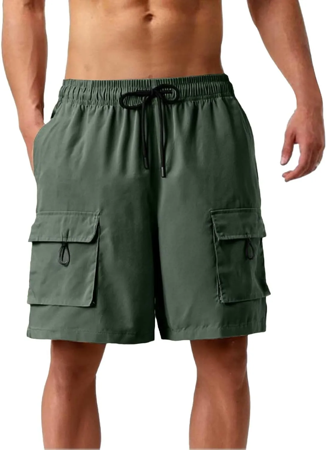 Mens Shorts Cargo Stretch Waist Lightweight Quick Dry Workout Shorts Relaxed Fit Stretch Hiking Tactical Short Pants