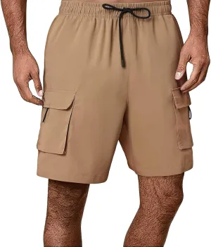Mens Shorts Cargo Stretch Waist Lightweight Quick Dry Workout Shorts Relaxed Fit Stretch Hiking Tactical Short Pants