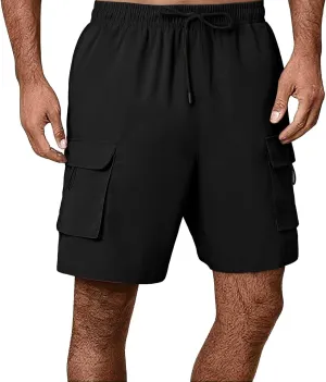 Mens Shorts Cargo Stretch Waist Lightweight Quick Dry Workout Shorts Relaxed Fit Stretch Hiking Tactical Short Pants