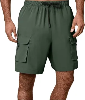 Mens Shorts Cargo Stretch Waist Lightweight Quick Dry Workout Shorts Relaxed Fit Stretch Hiking Tactical Short Pants