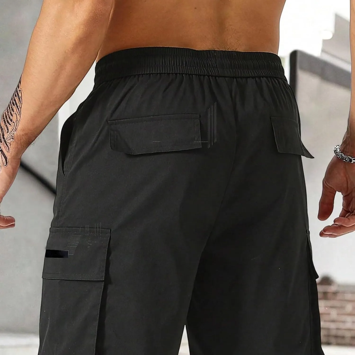 Mens Shorts Casual Stretch Lightweight Relaxed Stretch Shorts Fashion Solid Tactical Pants Multi-Pocket Hiking Pants