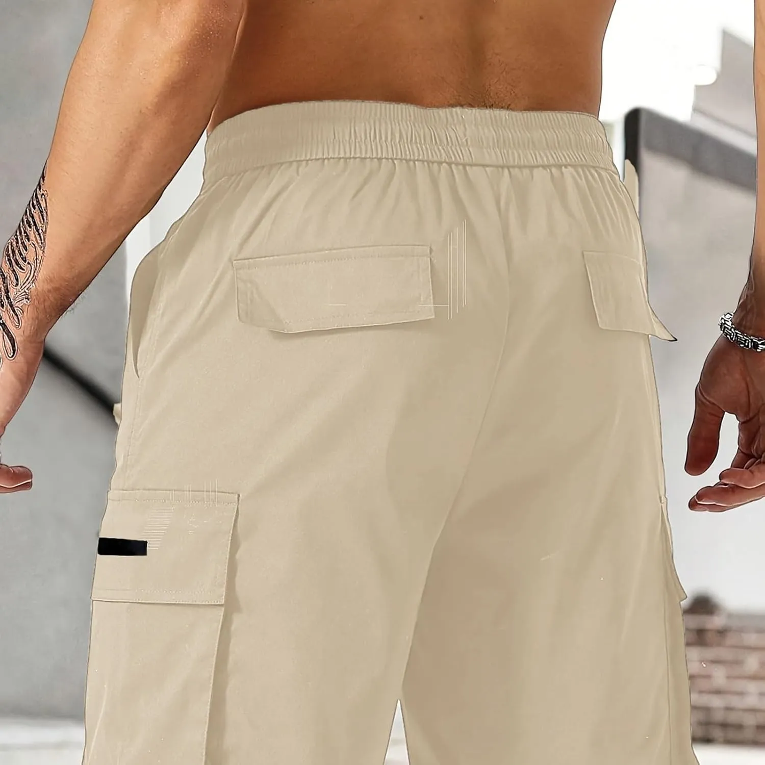 Mens Shorts Casual Stretch Lightweight Relaxed Stretch Shorts Fashion Solid Tactical Pants Multi-Pocket Hiking Pants