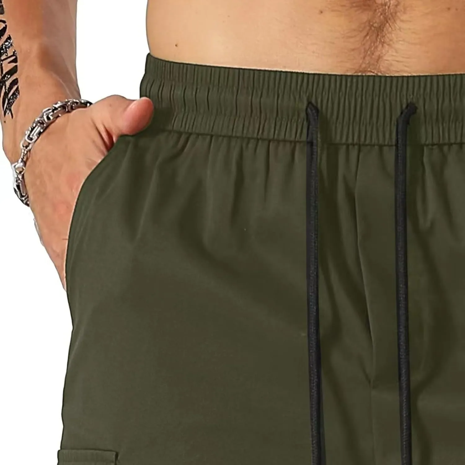 Mens Shorts Casual Stretch Lightweight Relaxed Stretch Shorts Fashion Solid Tactical Pants Multi-Pocket Hiking Pants