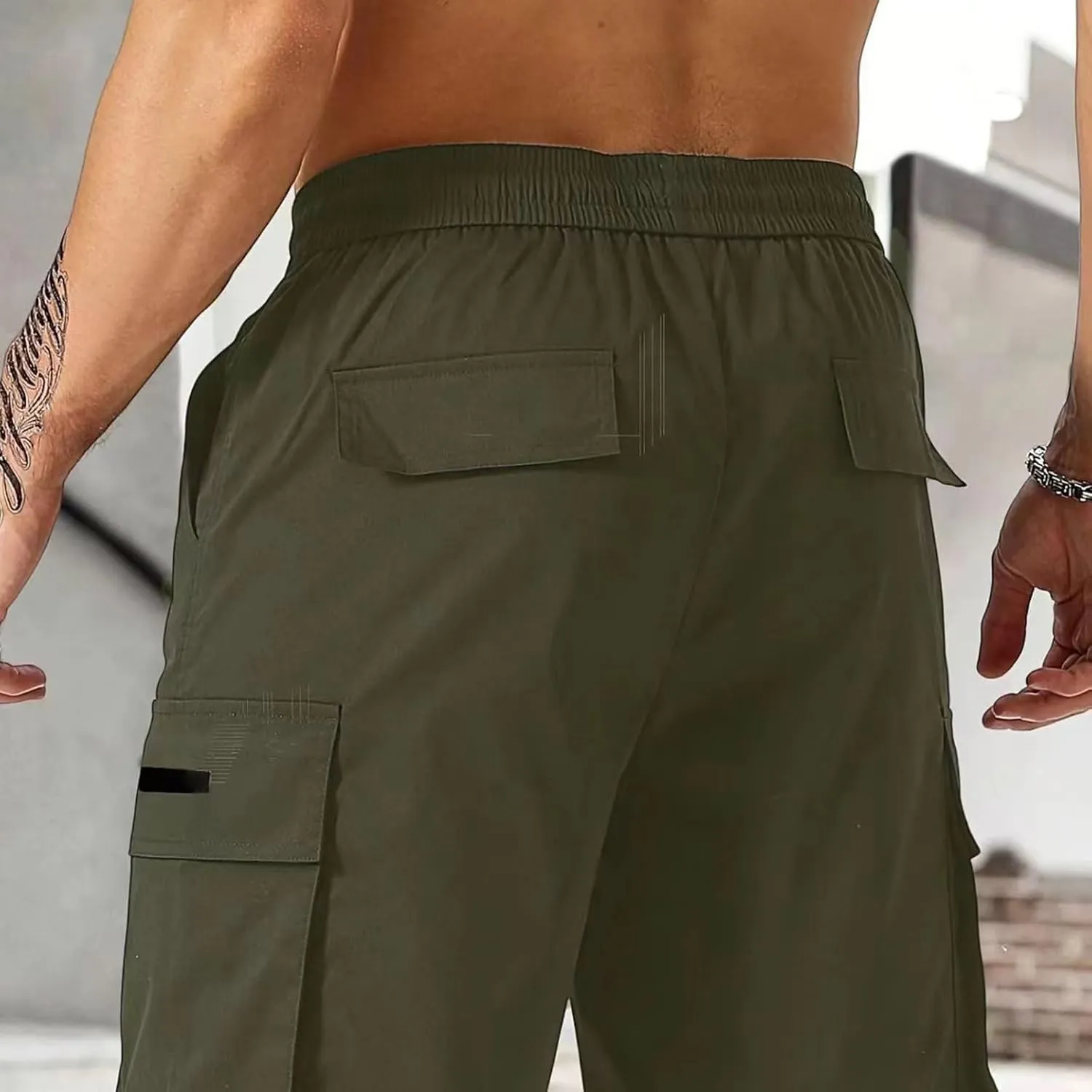 Mens Shorts Casual Stretch Lightweight Relaxed Stretch Shorts Fashion Solid Tactical Pants Multi-Pocket Hiking Pants