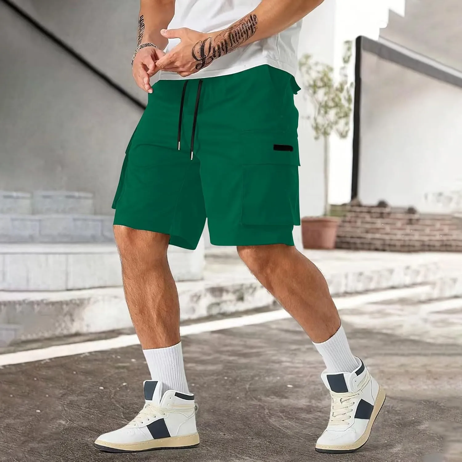 Mens Shorts Casual Stretch Lightweight Relaxed Stretch Shorts Fashion Solid Tactical Pants Multi-Pocket Hiking Pants