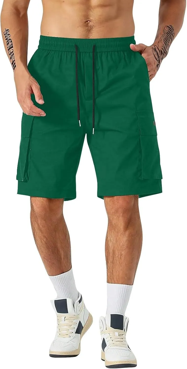 Mens Shorts Casual Stretch Lightweight Relaxed Stretch Shorts Fashion Solid Tactical Pants Multi-Pocket Hiking Pants