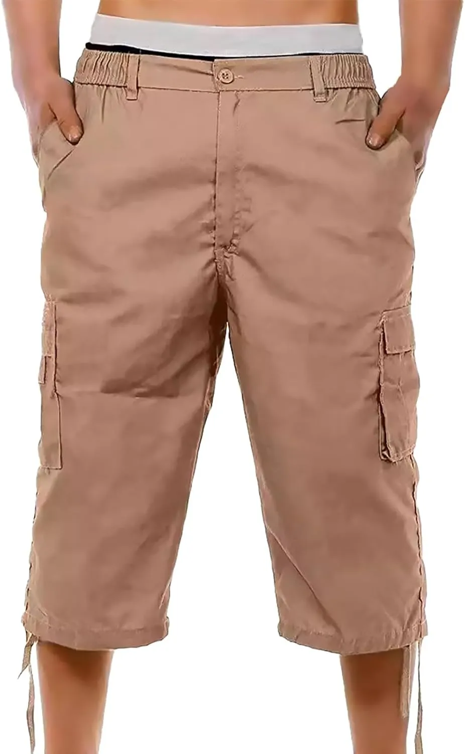 Mens Shorts Casual Stretch Lightweight Stretch Work Shorts Elastic Waist Multi-Pocket Classic Outdoor Hiking Pants