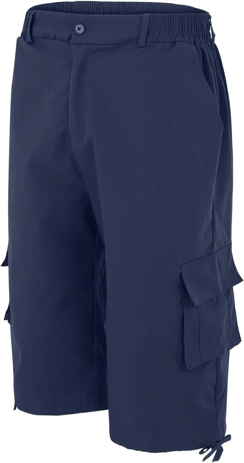 Mens Shorts Casual Stretch Lightweight Stretch Work Shorts Elastic Waist Multi-Pocket Classic Outdoor Hiking Pants