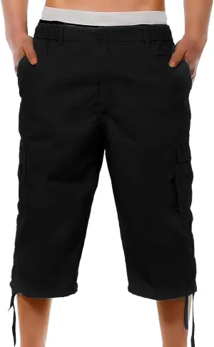 Mens Shorts Casual Stretch Lightweight Stretch Work Shorts Elastic Waist Multi-Pocket Classic Outdoor Hiking Pants