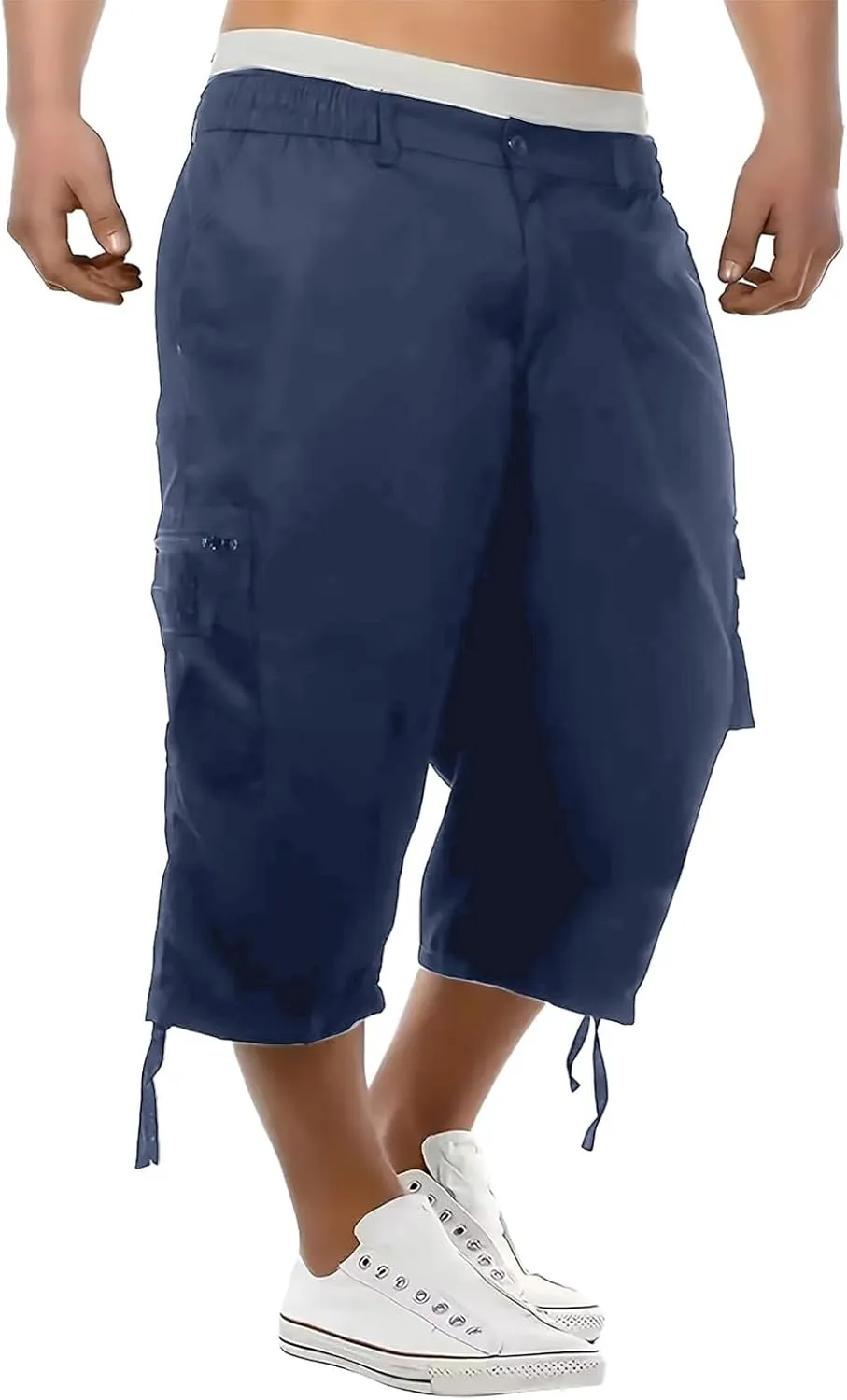 Mens Shorts Casual Stretch Lightweight Stretch Work Shorts Elastic Waist Multi-Pocket Classic Outdoor Hiking Pants
