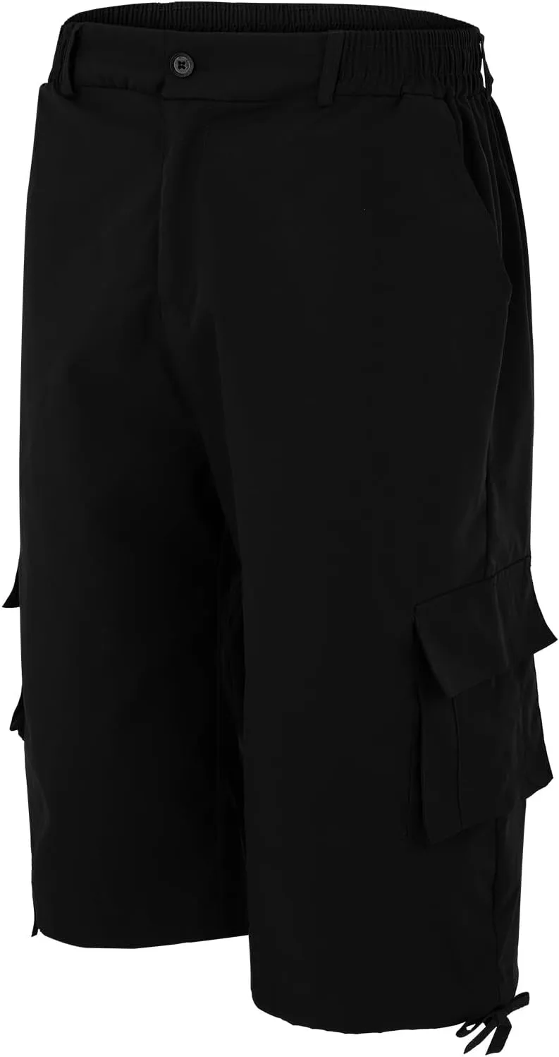 Mens Shorts Casual Stretch Lightweight Stretch Work Shorts Elastic Waist Multi-Pocket Classic Outdoor Hiking Pants