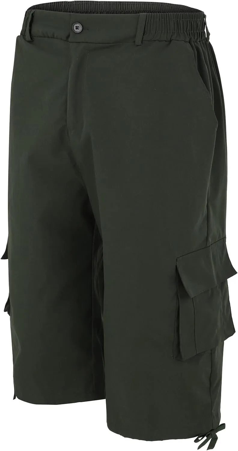 Mens Shorts Casual Stretch Lightweight Stretch Work Shorts Elastic Waist Multi-Pocket Classic Outdoor Hiking Pants