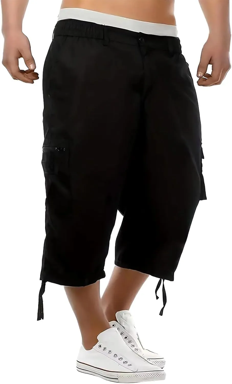 Mens Shorts Casual Stretch Lightweight Stretch Work Shorts Elastic Waist Multi-Pocket Classic Outdoor Hiking Pants