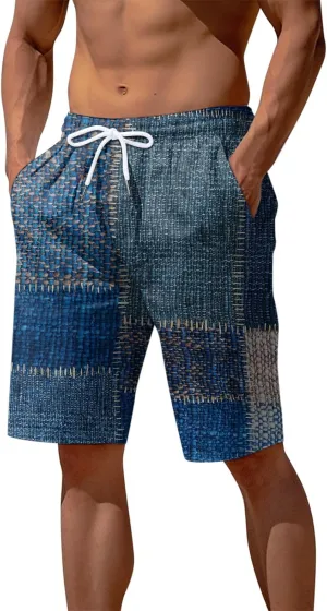 Men's Shorts Casual Summer Beach Vacation Shorts Elastic Waist Drawstring Shorts Outdoor Relaxed Fit Shorts