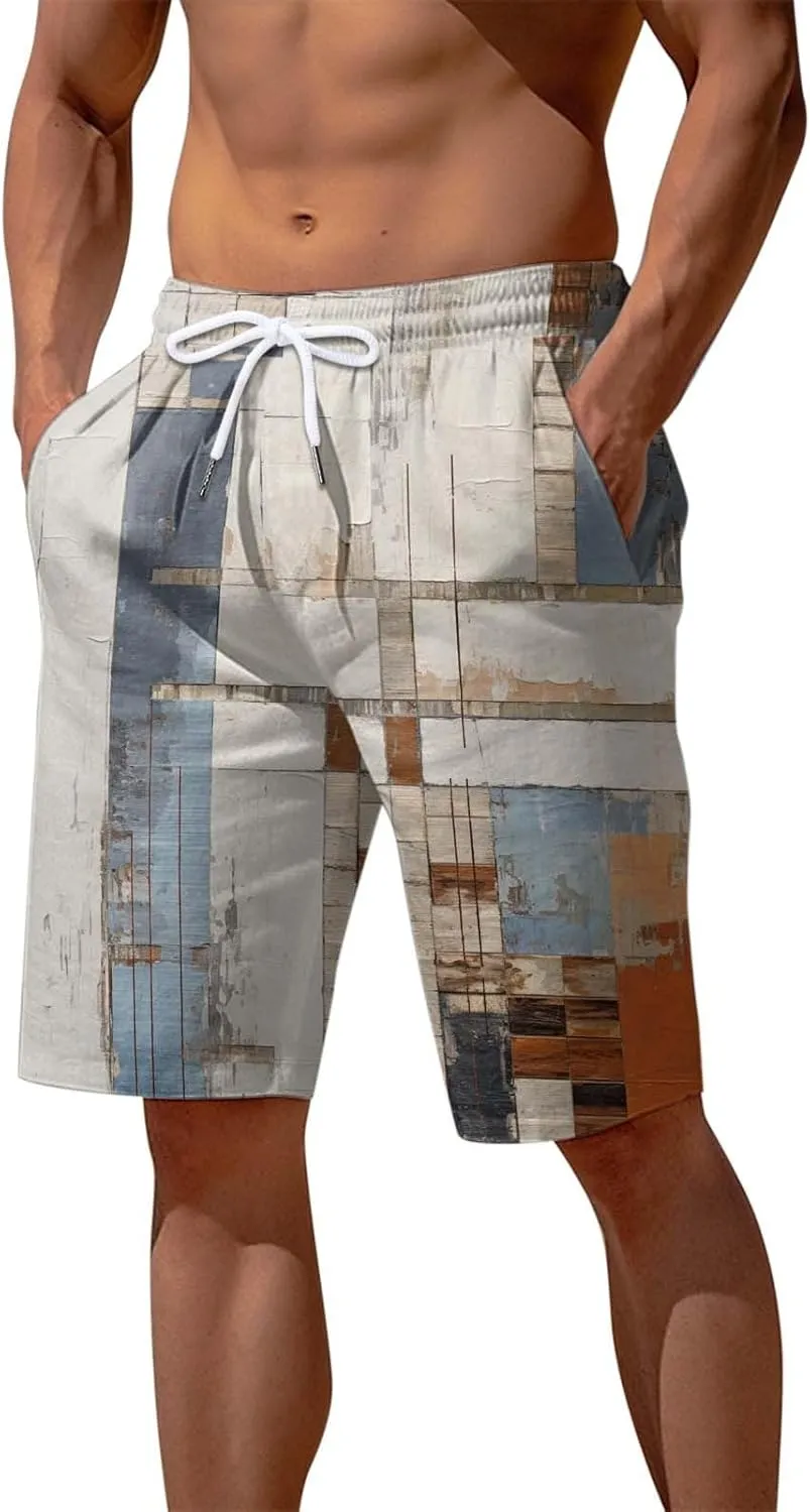 Men's Shorts Casual Summer Beach Vacation Shorts Elastic Waist Drawstring Shorts Outdoor Relaxed Fit Shorts