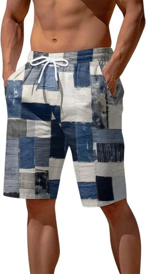 Men's Shorts Casual Summer Beach Vacation Shorts Elastic Waist Drawstring Shorts Outdoor Relaxed Fit Shorts