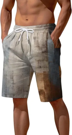 Men's Shorts Casual Summer Beach Vacation Shorts Elastic Waist Drawstring Shorts Outdoor Relaxed Fit Shorts