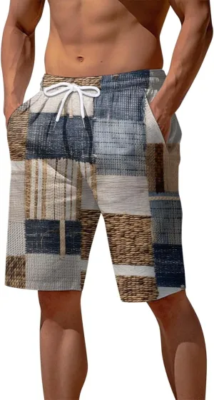 Men's Shorts Casual Summer Beach Vacation Shorts Elastic Waist Drawstring Shorts Outdoor Relaxed Fit Shorts