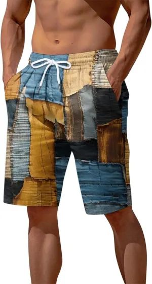 Men's Shorts Casual Summer Beach Vacation Shorts Elastic Waist Drawstring Shorts Outdoor Relaxed Fit Shorts